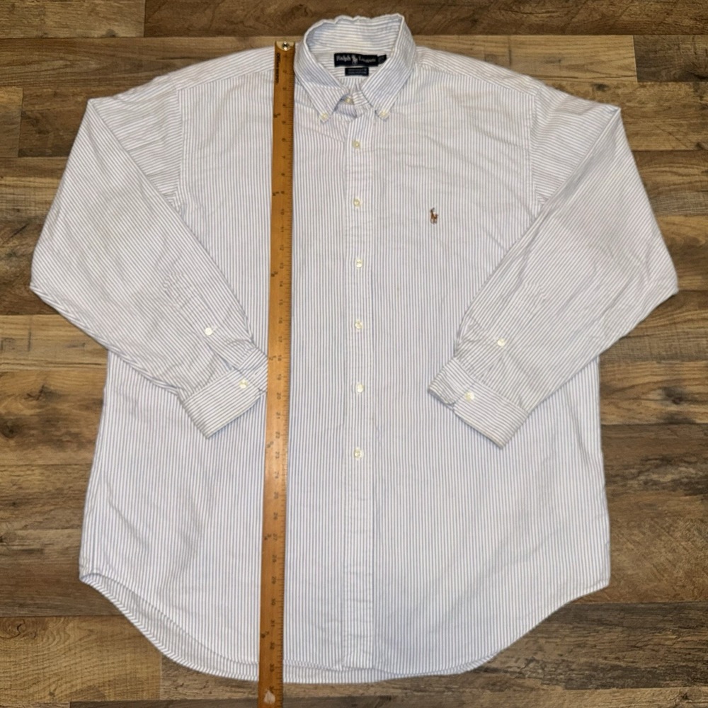 Polo Ralph Lauren Men's Size 17-34 Blue/White Striped Oxford Button Up Shirt - Picture 2 of 9